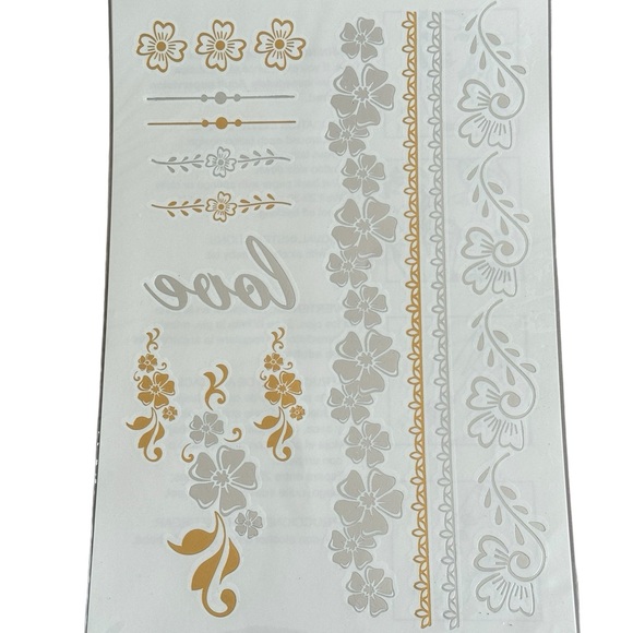 METALLIC Temporary Body Gold & Silver Tattoos - Picture 2 of 3